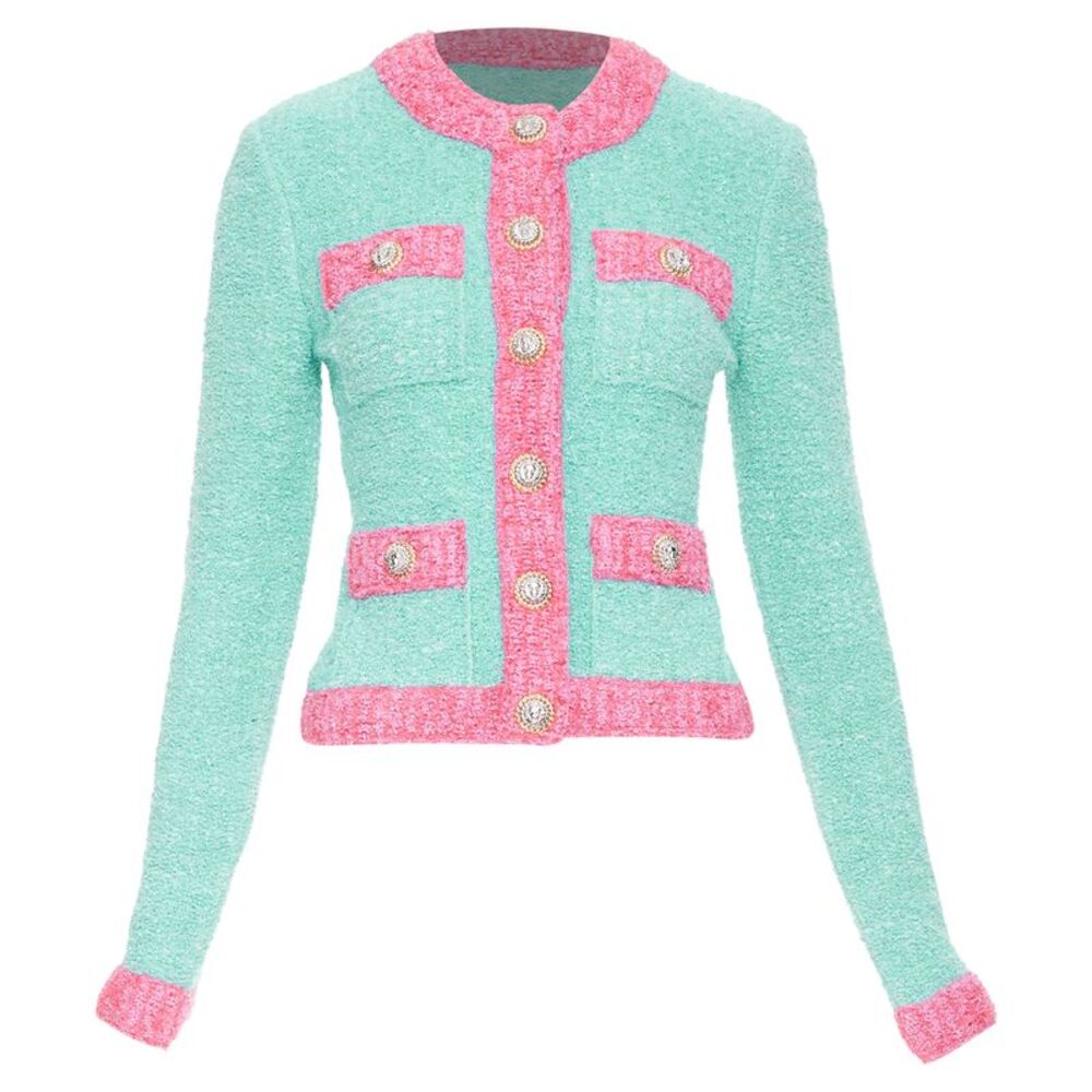Balmain boucle lurex buttoned knit cardigan